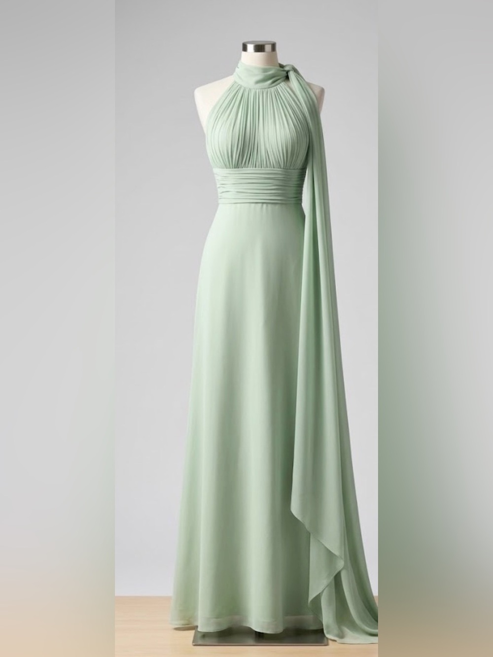 Sculpted Halter Maxi Dress in Sage Green